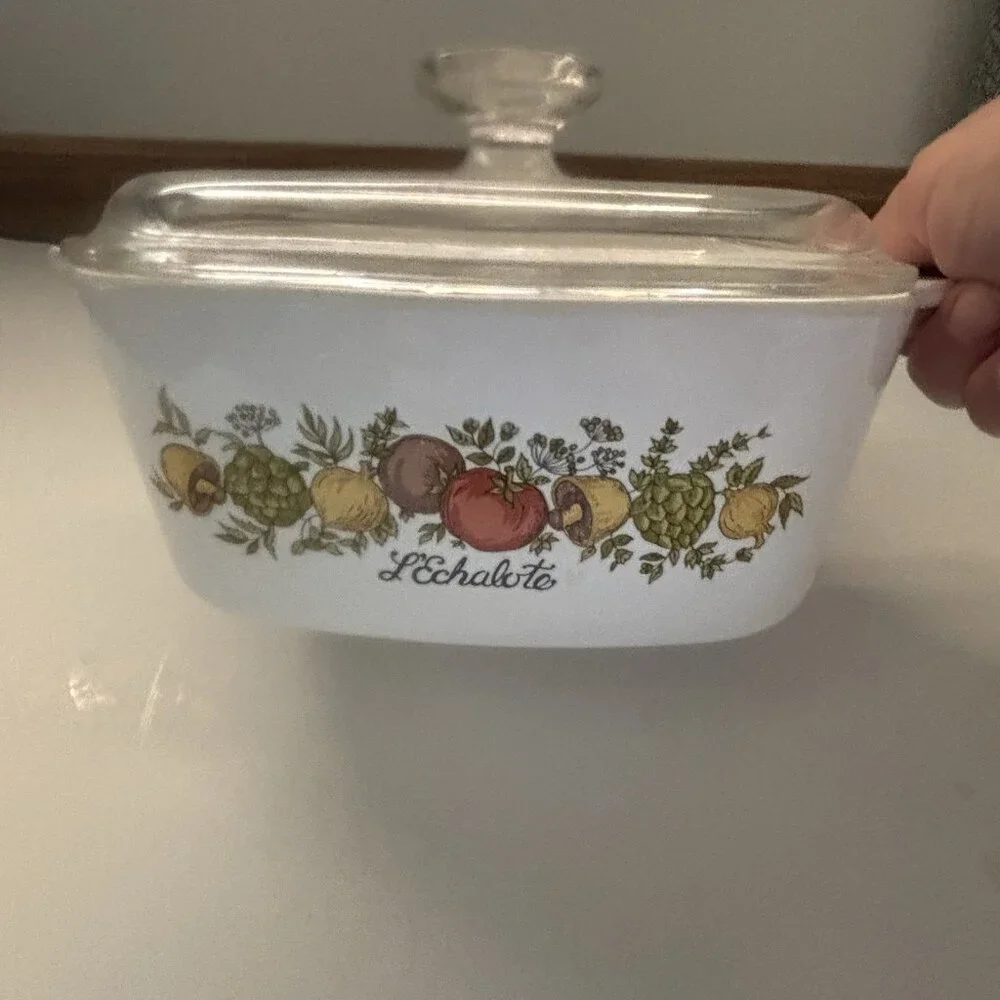 CORNING WARE SPICE of LIFE L’Echalote Casserole A-1-B w/ Pyrex Lid Vintage 1 Qt